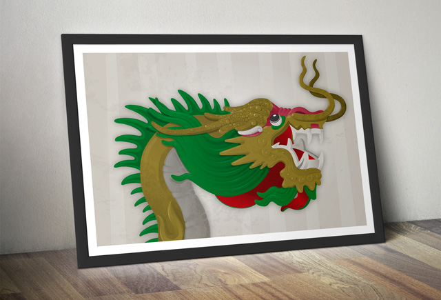 Chinese Dragon Poster Framed
